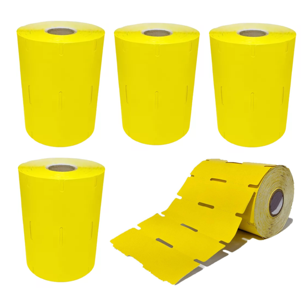 Kit com 5 Rolos de Etiqueta Adesiva Gôndola Papel Couchê 105x30 Kit com 5 Rolos de Etiqueta Adesiva Gôndola Papel Couchê 105x30