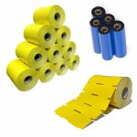 Kit com 10 Rolos de Etiqueta Adesiva Gôndola Papel Couchê 105x30 + 5 Ribbons Cera