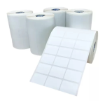 Kit com 5 Rolos de Etiqueta Adesiva Papel Couchê Removível 33x21x3