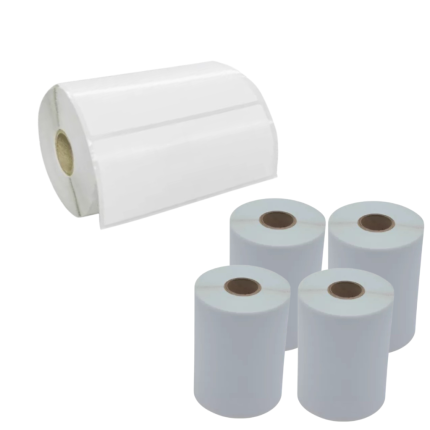 Kit com 5 Rolos de Etiqueta Adesiva Papel Couchê 100x40