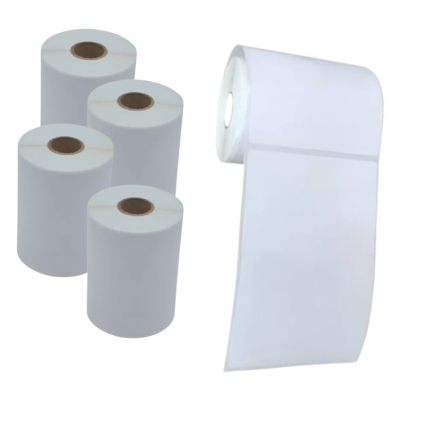 Kit com 5 Rolos de Etiqueta Adesiva BOPP Fosco 100x150